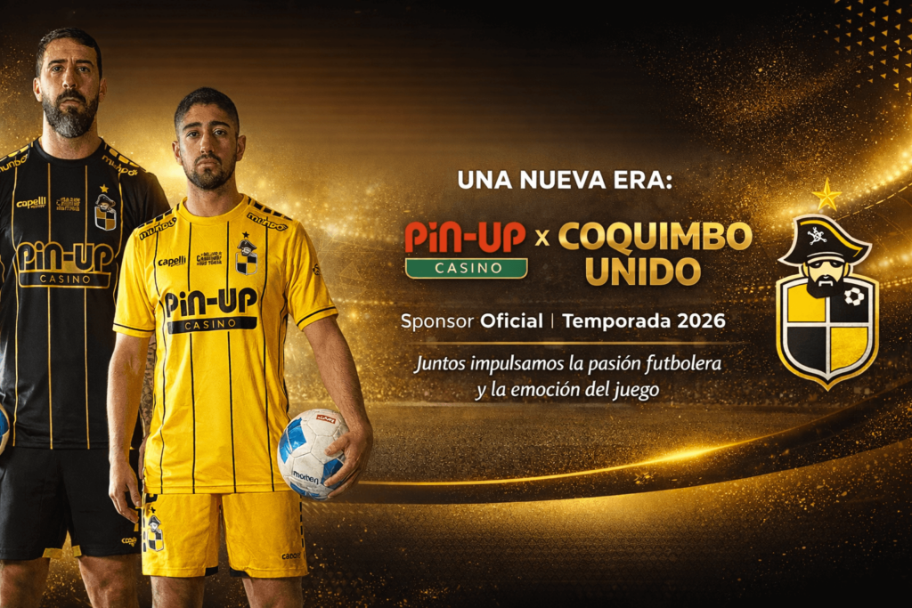 Anuncio de colaboración entre Coquimbo Unido y PIN-UP para la temporada 2026-2027