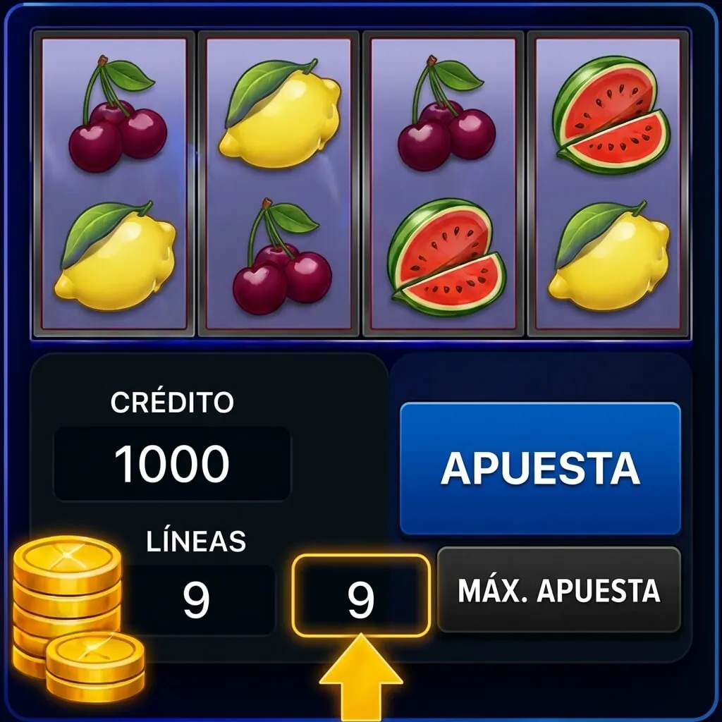 Ajustar la apuesta por línea en Fruit Cocktail antes de jugar